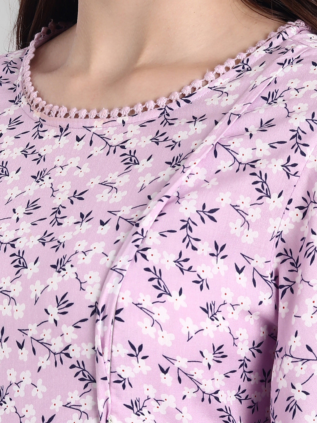 Women Purple & White Floral Maternity Midi Dress