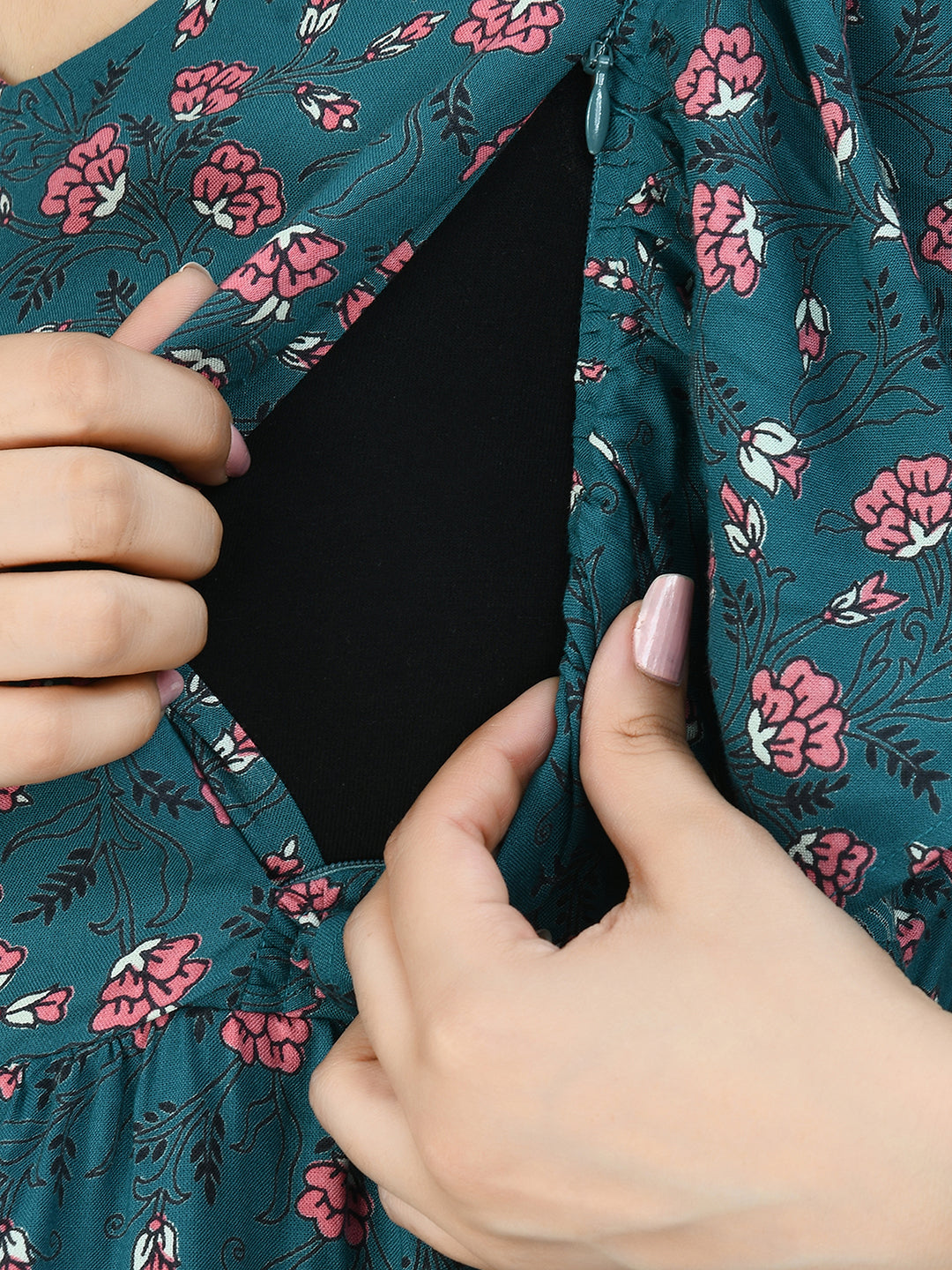 Blue Floral Maternity Midi Dress