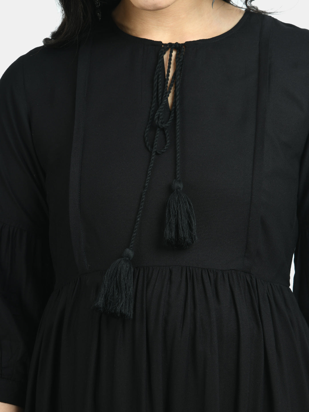 Women Black Solid Maternity Fit and Flare Dress