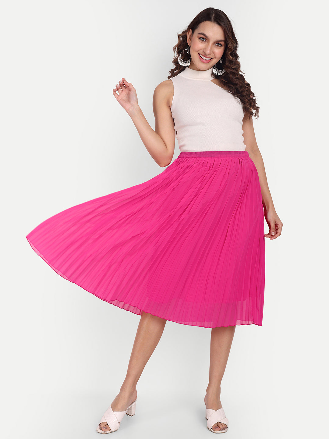 A-Line Pleated Georgette Skirt