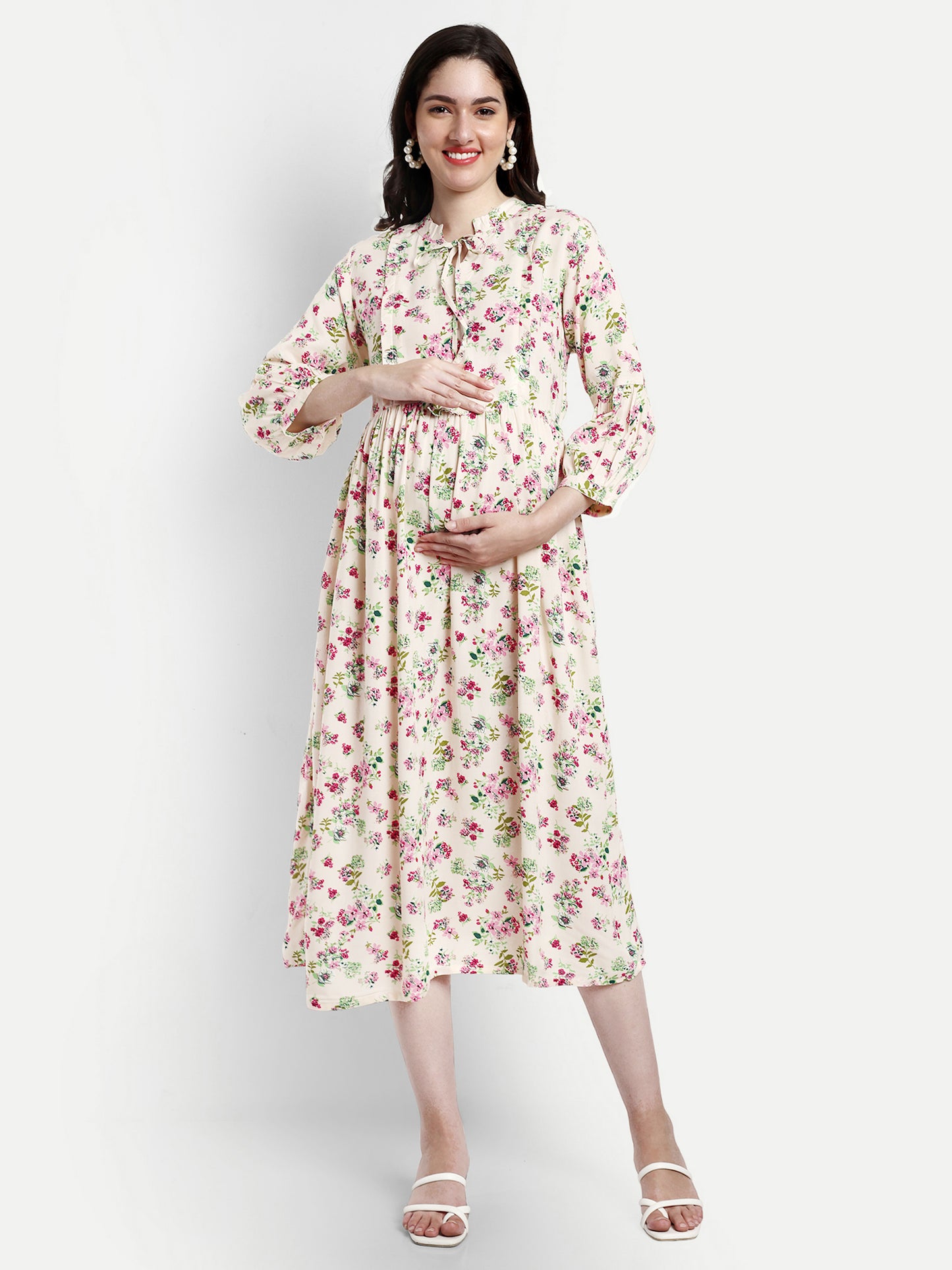 Floral Maternity Midi Dress