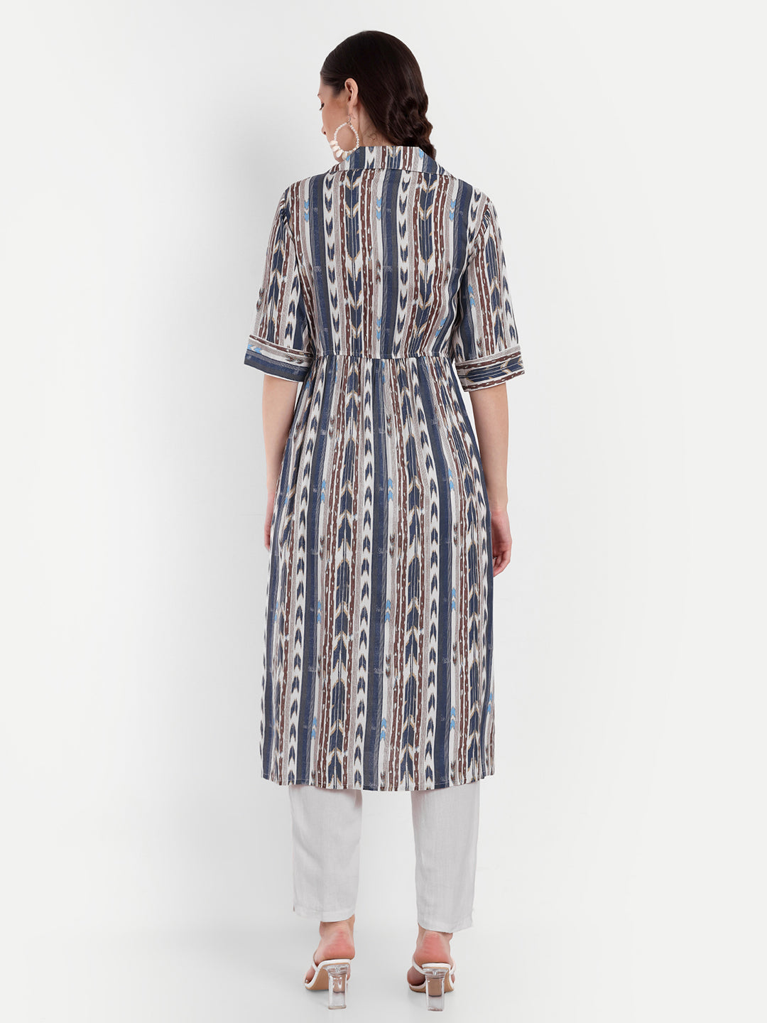 Ethnic Printed Cotton Maternity Feeding A-Line Kurta