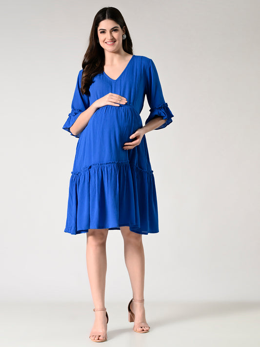 Women Blue maternity dress