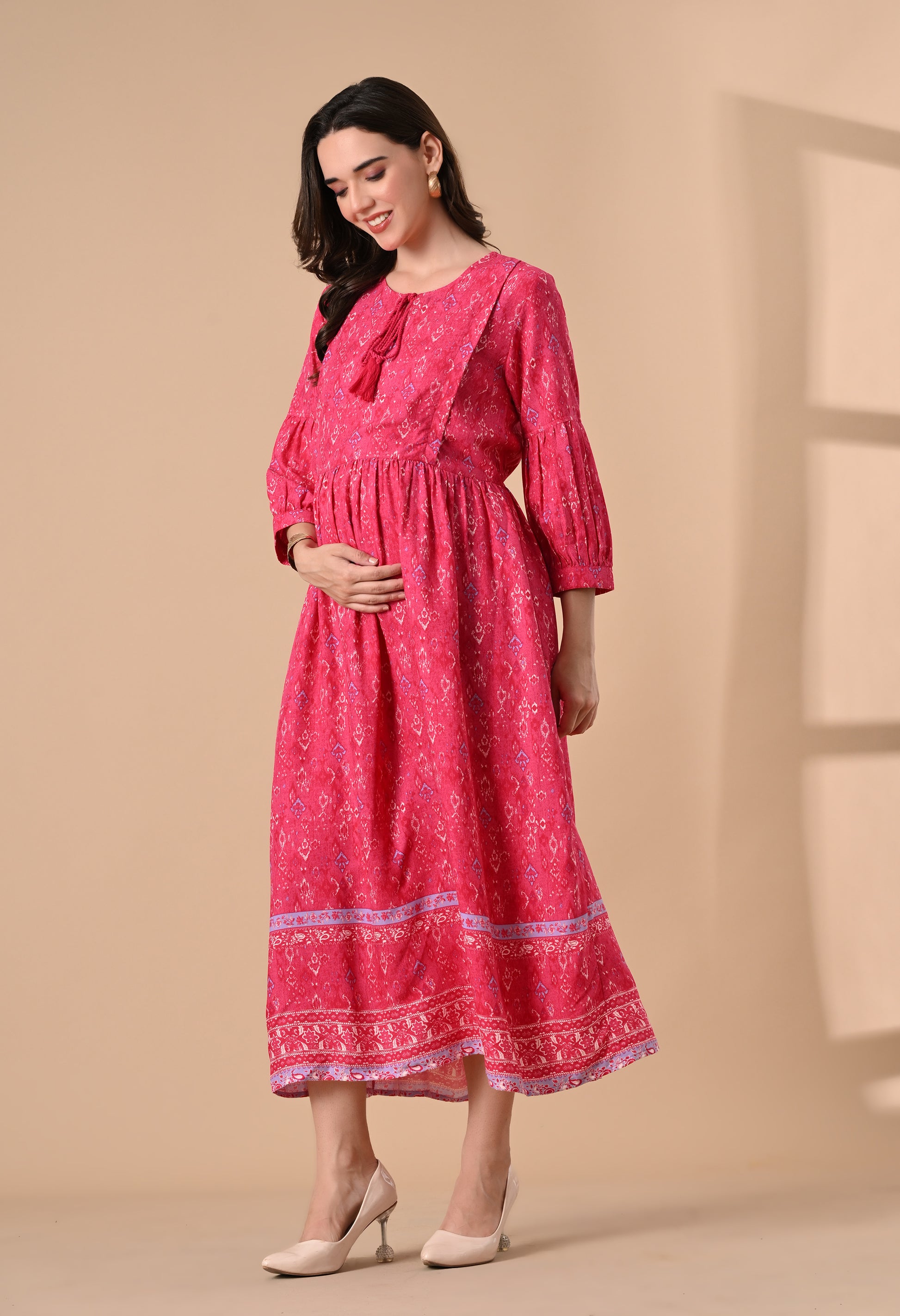 cotton candy maternity dress Lila Baby Shower Maternity Dress in Candy Pink