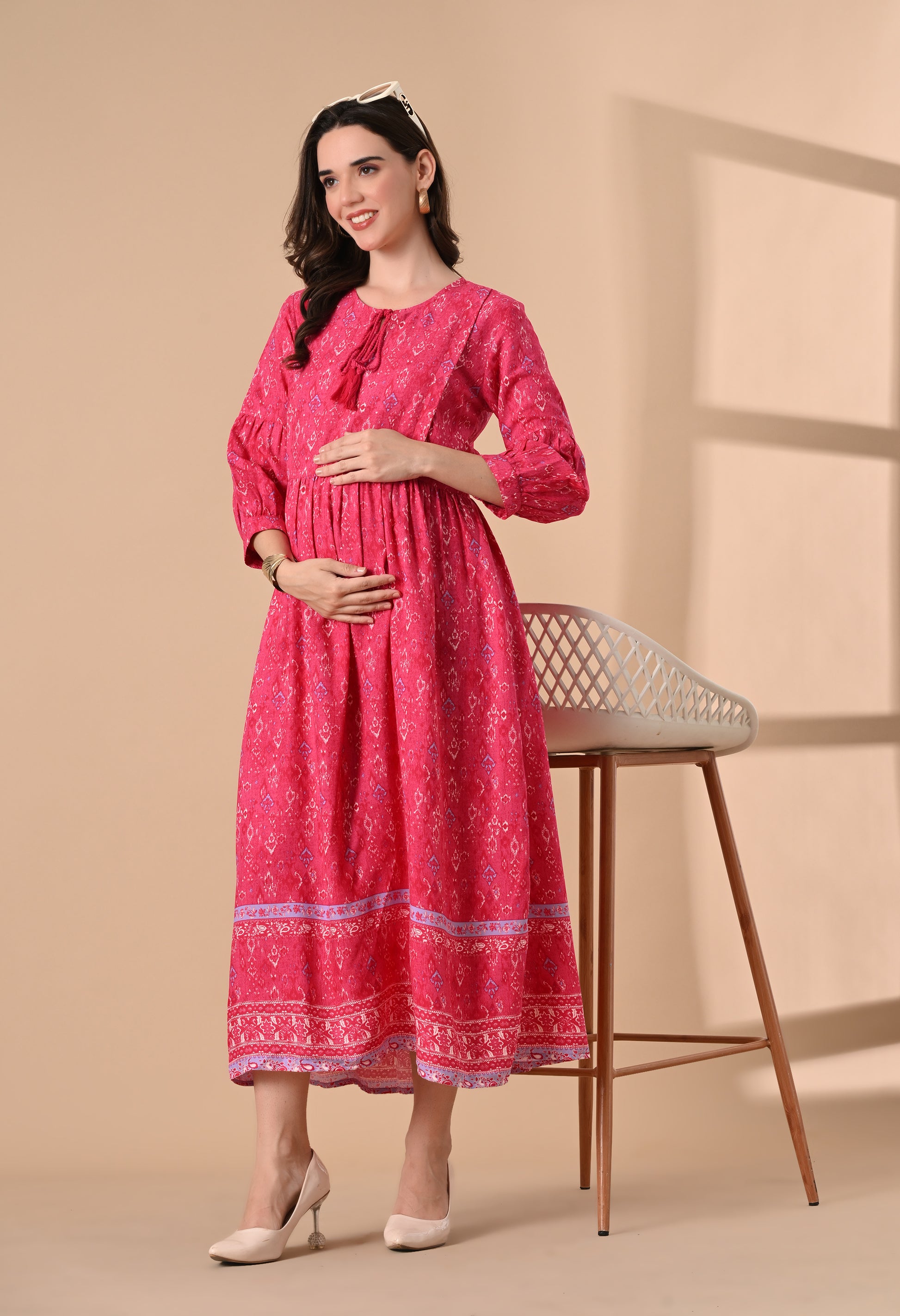 cotton candy maternity dress Lila Baby Shower Maternity Dress in Candy Pink
