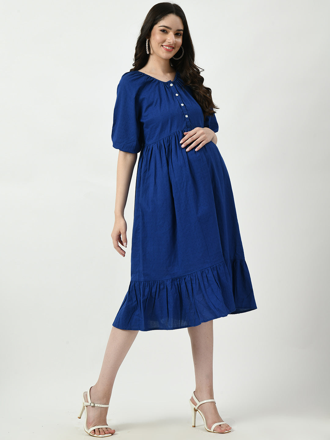 Maternity Cotton Fit & Flare Midi Dress