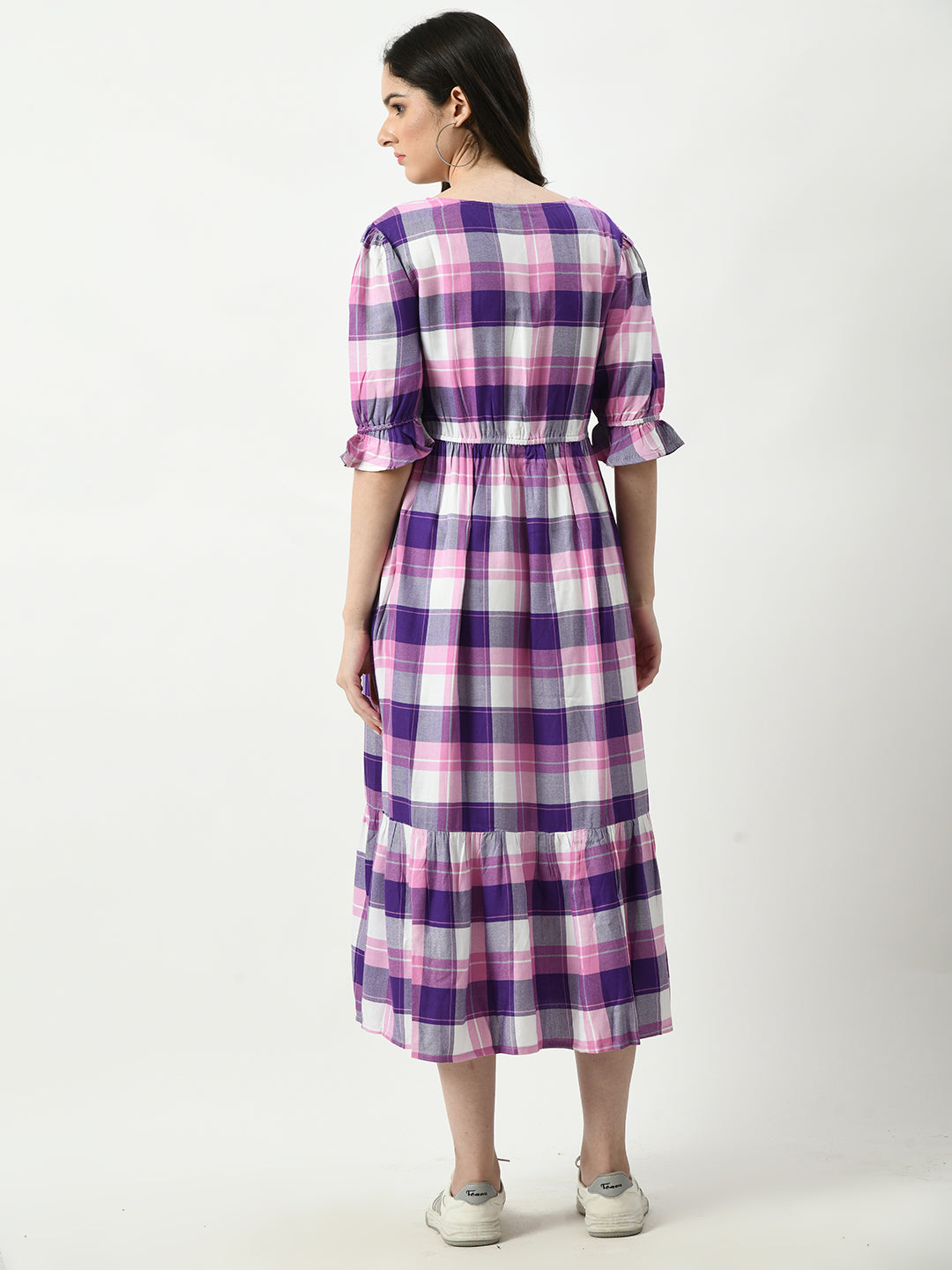 Checked Maternity Fit and Flare Dress