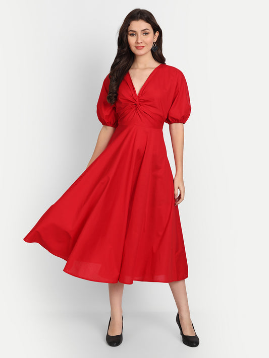 Cotton Midi Knot Dress