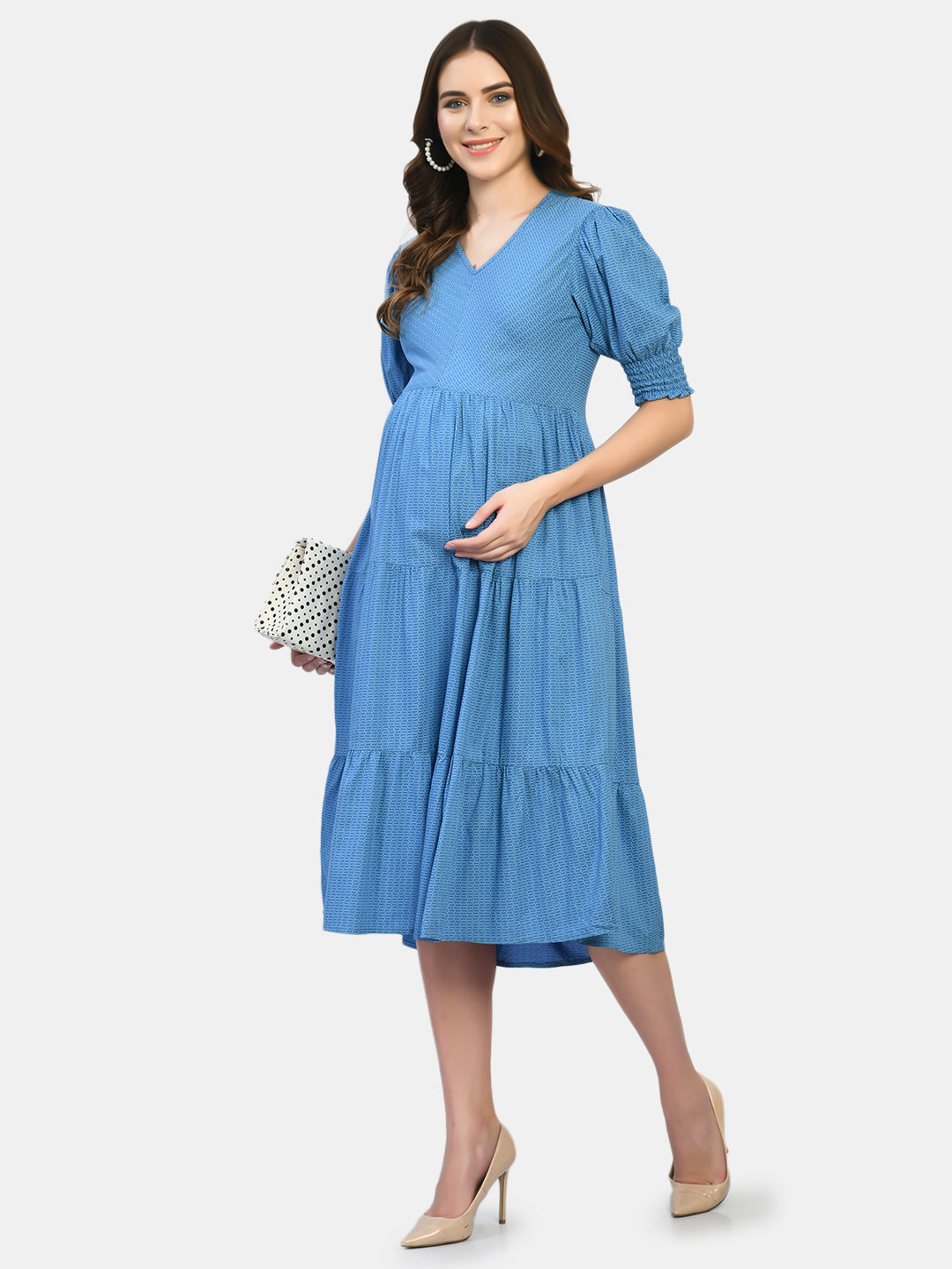 Maternity Women Blue Midi Dress