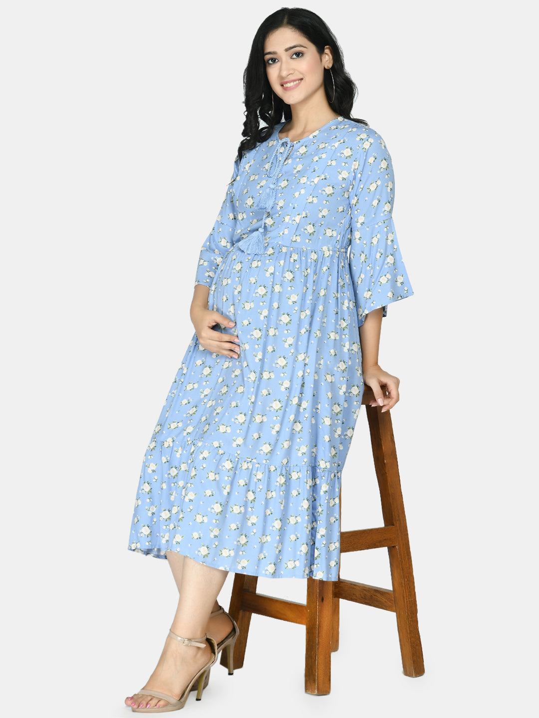 Women's Maternity Nursing Nightdress Robe Set Lace Detail... | Happy Mama |  SilkFred US